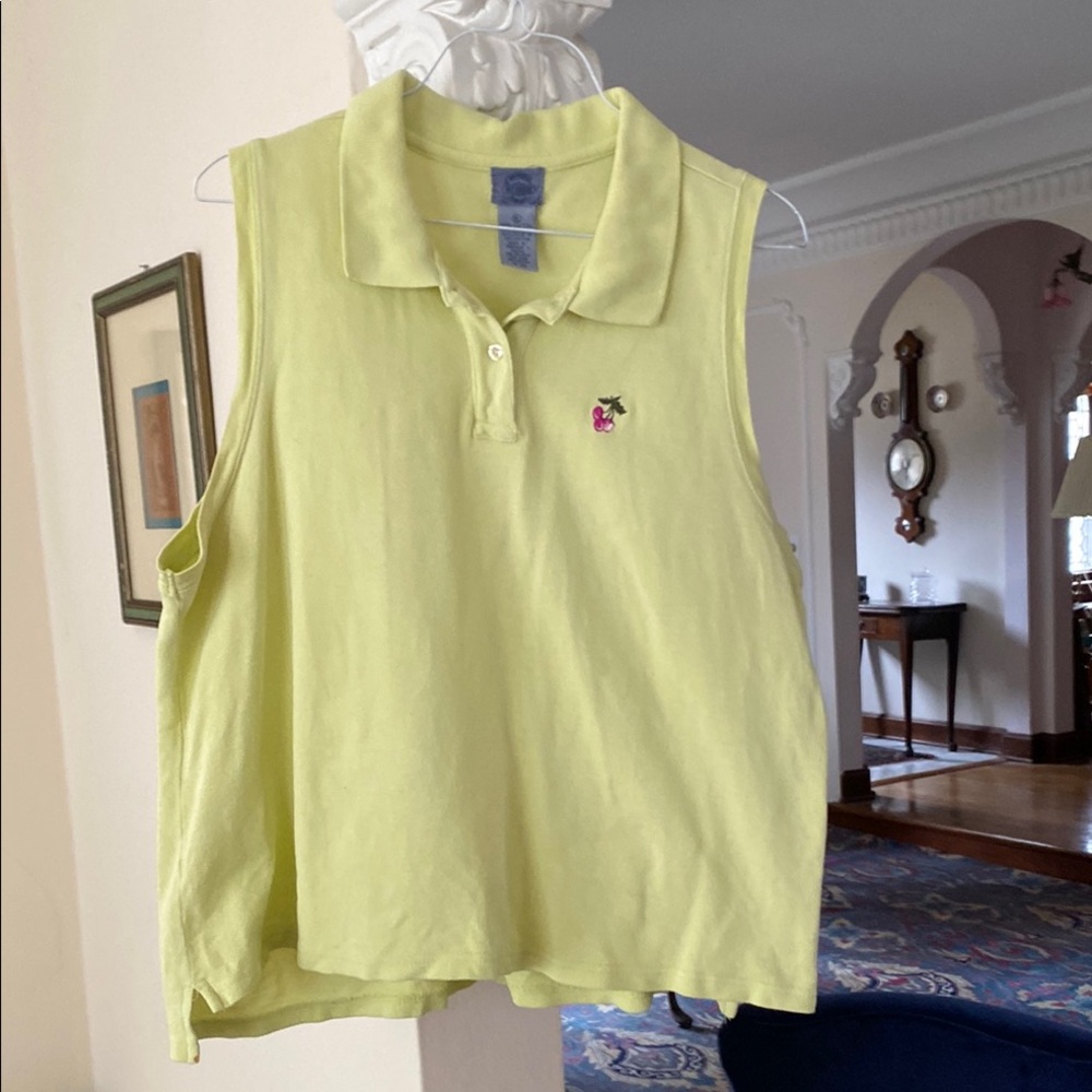Cambridge Dry Goods Company Women's Lime Green 100% Cotton Polo with Cherries XL